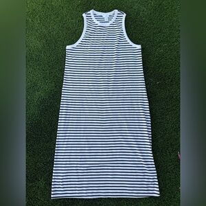 H&M Sleeveless Black & Off White Striped Ribbed Maxi Dress